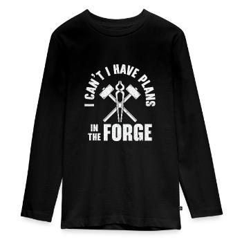 Knifemaking Knife Making Bladesmith Smithing Knife - Teenager Premium Organic Long Sleeve Shirt - black - Front - AI Model Kid Female (0cm)