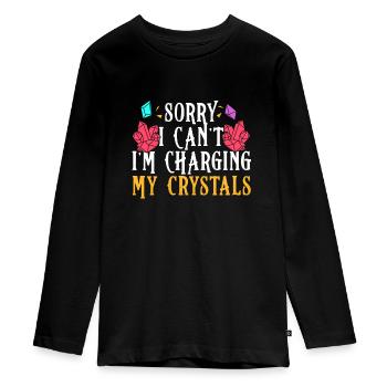 Energy Medicine Reiki Crystals Energy Healer - Teenager Premium Organic Long Sleeve Shirt - black - Front - AI Model Kid Female (0cm)