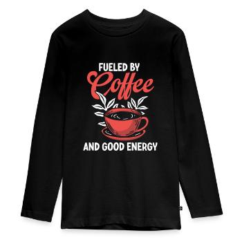 Positive Energy Coffee Energy Healer Coffee Addict - Teenager Premium Organic Long Sleeve Shirt - black - Front - AI Model Kid Female (0cm)