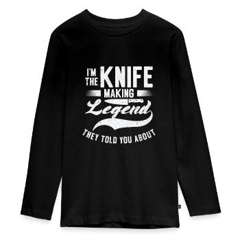 Knifemaking Knife Making Bladesmith Smithing Knife - Teenager Premium Organic Long Sleeve Shirt - black - Front - AI Model Kid Female (0cm)