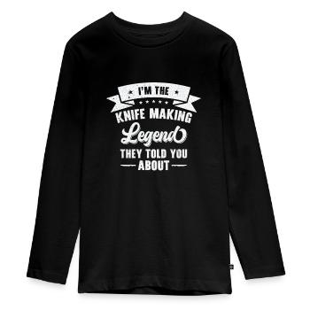 Knifemaking Knife Making Bladesmith Smithing Knife - Teenager Premium Organic Long Sleeve Shirt - black - Front - AI Model Kid Female (0cm)
