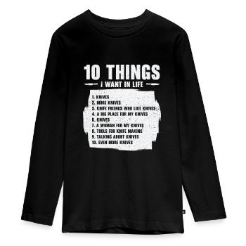 Knifemaking Knife Making Bladesmith Smithing Knife - Teenager Premium Organic Long Sleeve Shirt - black - Front - AI Model Kid Female (0cm)