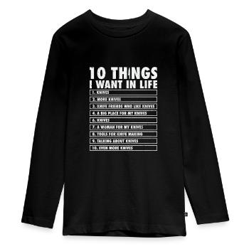 Knifemaking Knife Making Bladesmith Smithing Knife - Teenager Premium Organic Long Sleeve Shirt - black - Front - AI Model Kid Female (0cm)