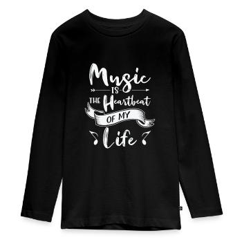 Musik Herzklopfen Musikliebhaber Leben Lieder - Teenager Premium Bio Langarmshirt - Schwarz - Vorne - AI Model Kid Female (0cm)
