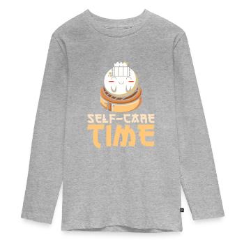 Dim Sums Nourriture asiatique Auto-soins - T-shirt manches longues Premium Ado - gris chiné - Devant