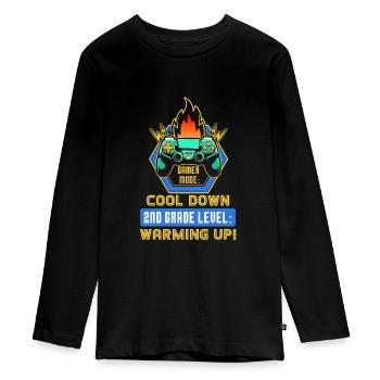 Enfants Retour à l’école Mode Joueur 2ème Année Niveau - T-shirt manches longues Premium Ado - noir - Devant - AI Model Kid Female (0cm)