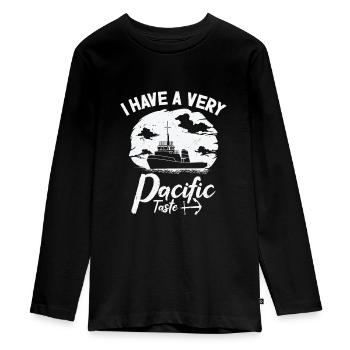 Tugboat Sailing Pacific Sea Breeze Watercraft - Teenager Premium Organic Long Sleeve Shirt - black - Front - AI Model Kid Female (0cm)