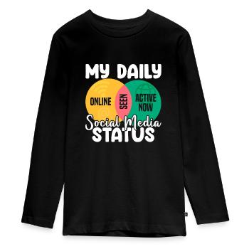 Mein täglicher Social Media Status Venn-Diagramm - Teenager Premium Bio Langarmshirt - Schwarz - Vorne - AI Model Kid Female (0cm)