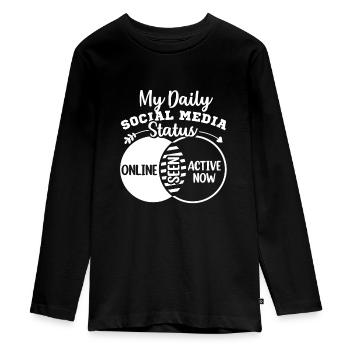 My Daily Social Media Status Venn Diagram Shirt - Teenager Premium Organic Long Sleeve Shirt - black - Front - AI Model Kid Female (0cm)