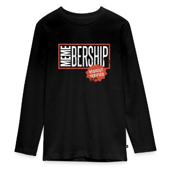 Social Media Meme Membership Request - Teenager Premium Organic Long Sleeve Shirt - black - Front - AI Model Kid Female (0cm)