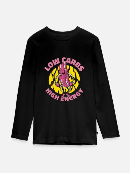 Keto-Diätassistent Low Carb Lebensmittel - Teenager Premium Bio Langarmshirt - Schwarz