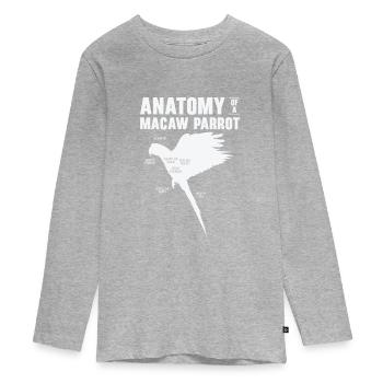 Ara Anatomie Ornithéro perroquet - T-shirt manches longues Premium Ado - gris chiné - Devant