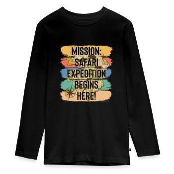 Safari Wildlife Mission Expedition Adventure - Teenager Premium Organic Long Sleeve Shirt - black - Front - AI Model Kid Female (0cm)