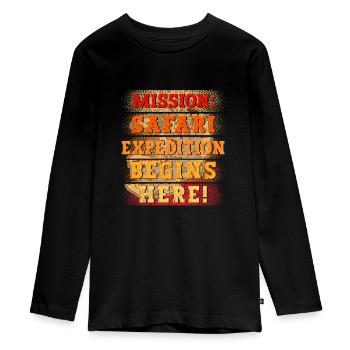 Safari Wildlife Mission Expedition Adventure - Teenager Premium Organic Long Sleeve Shirt - black - Front - AI Model Kid Female (0cm)