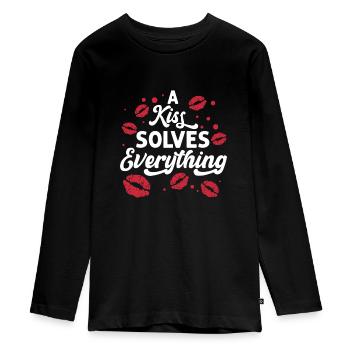 Problem Kissing Solution Relationship Partners - Teenager Premium Organic Long Sleeve Shirt - black - Front - AI Model Kid Female (0cm)