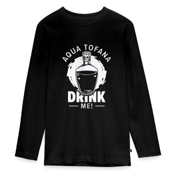 Aqua Tofana Drinking Mystery Fan Potion Drink - Teenager Premium Organic Long Sleeve Shirt - black - Front - AI Model Kid Female (0cm)