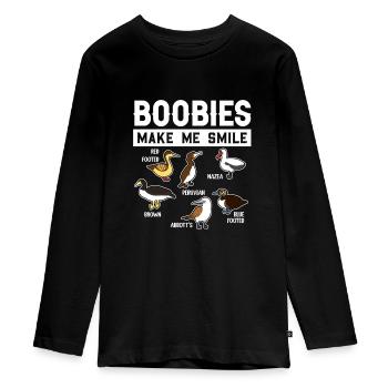 Lustige Tölpel-Seevögel-Sammlung - Teenager Premium Bio Langarmshirt - Schwarz - Vorne - AI Model Kid Female (0cm)
