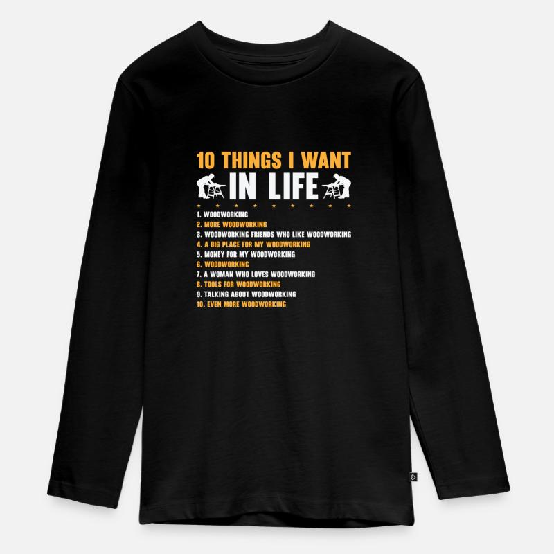 Artisans menuisiers Menuisier Charpentier - T-shirt manches longues Premium Ado - noir