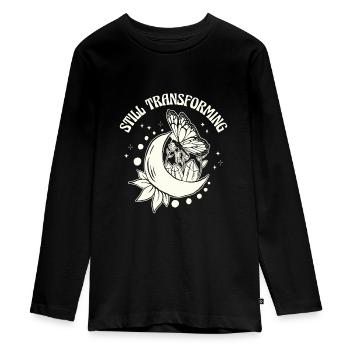 Himmlischer Schmetterling Transforming Galaxy - Teenager Premium Bio Langarmshirt - Schwarz - Vorne - AI Model Kid Female (0cm)