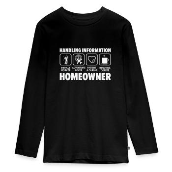 Neuer Hauseigentümer Informationen zum Umgang mit - Teenager Premium Bio Langarmshirt - Schwarz - Vorne - AI Model Kid Female (0cm)