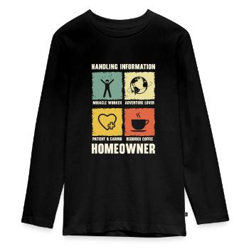 Neuer Hauseigentümer Informationen zum Umgang mit - Teenager Premium Bio Langarmshirt - Schwarz - Vorne - AI Model Kid Female (0cm)