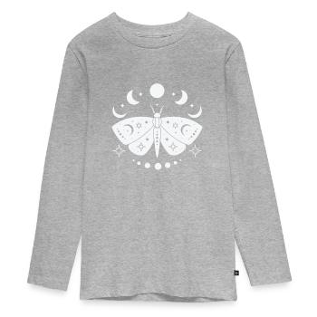 Himmlischer Schmetterling Mystischer - Teenager Premium Bio Langarmshirt - Grau meliert - Vorne