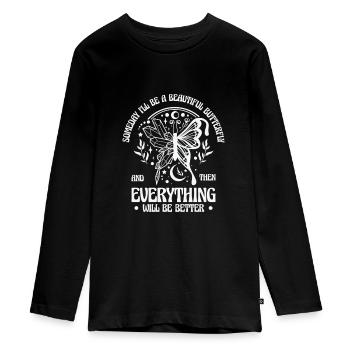 Himmlischer Schmetterling Mystische - Teenager Premium Bio Langarmshirt - Schwarz - Vorne - AI Model Kid Female (0cm)