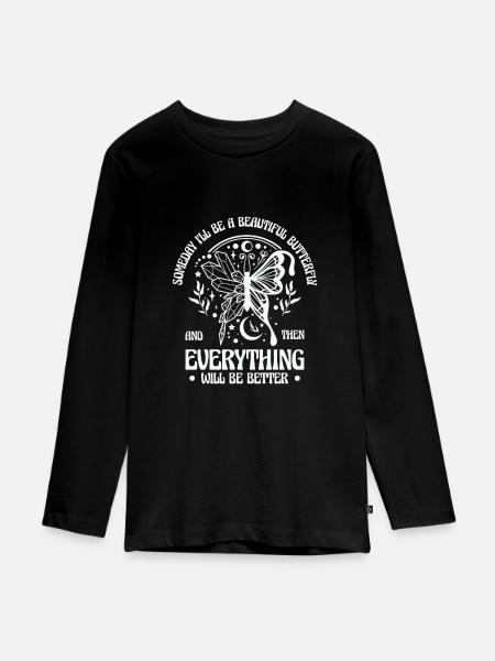 Himmlischer Schmetterling Mystische - Teenager Premium Bio Langarmshirt - Schwarz