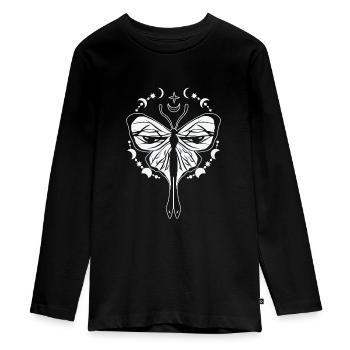 Himmlischer Schmetterling Mystischer - Teenager Premium Bio Langarmshirt - Schwarz - Vorne - AI Model Kid Female (0cm)