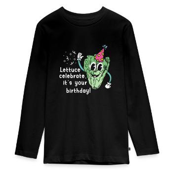 Veganer Salat Geburtstag Gruß Natal Day - Teenager Premium Bio Langarmshirt - Schwarz - Vorne - AI Model Kid Female (0cm)