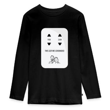 Socket Jokes Grounded Strict Parents Puns - Teenager Premium Organic Long Sleeve Shirt - black - Front - AI Model Kid Female (0cm)