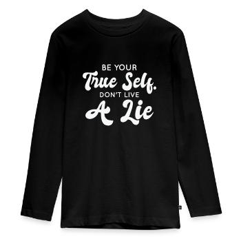 Positivity Encouraging People Inspiring Motivator - Teenager Premium Organic Long Sleeve Shirt - black - Front - AI Model Kid Female (0cm)