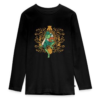 Classy Royalty Prince Toad Frog Amphibian - Teenager Premium Organic Long Sleeve Shirt - black - Front - AI Model Kid Female (0cm)