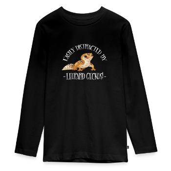 Leopardgecko - Teenager Premium Bio Langarmshirt - Schwarz - Vorne - AI Model Kid Female (0cm)