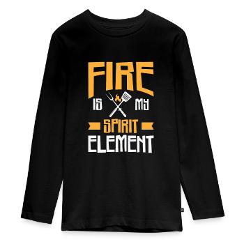 Cuisson Griller Feu Élément Cuisinier et Griller - T-shirt manches longues Premium Ado - noir - Devant - AI Model Kid Female (0cm)