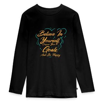 Goal Life Quotes Happy Positive Message - T-shirt manches longues Premium Ado - noir - Devant - AI Model Kid Female (0cm)