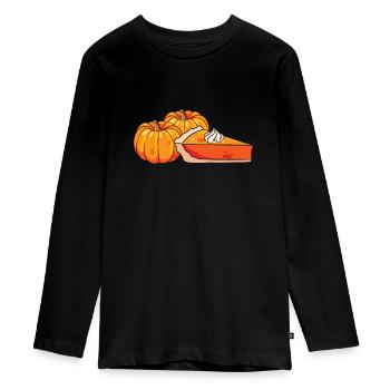 Pumpkin Spice Pie Foodie Whipped Cream Dessert - Teenager Premium Organic Long Sleeve Shirt - black - Front - AI Model Kid Female (0cm)