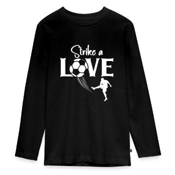 Football Life Player Love Coach Striker Sports - Teenager Premium Organic Long Sleeve Shirt - black - Front - AI Model Kid Female (0cm)