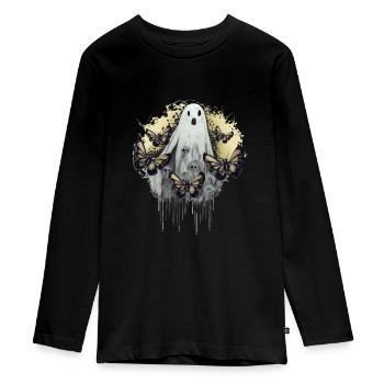 Gruselig Schaurig Unheimlich Frau Halloween - Teenager Premium Bio Langarmshirt - Schwarz - Vorne - AI Model Kid Female (0cm)