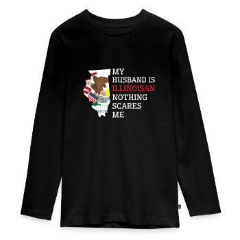Nothing Scares Me Illinoisan Husband Illinois - Teenager Premium Organic Long Sleeve Shirt - black - Front - AI Model Kid Female (0cm)