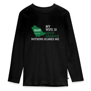 Nothing Scares Me Saudi Arabian Wife Saudi Arabia - Teenager Premium Organic Long Sleeve Shirt - black - Front - AI Model Kid Female (0cm)