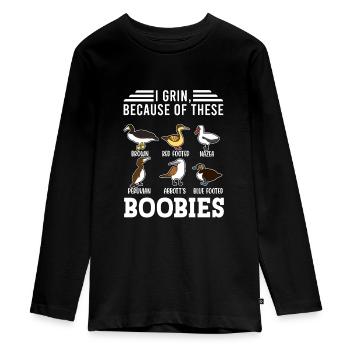 Lustige Tölpel-Seevögel-Sammlung - Teenager Premium Bio Langarmshirt - Schwarz - Vorne - AI Model Kid Female (0cm)