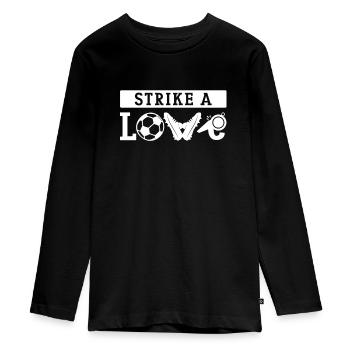 Football Life Player Love Coach Striker Sports - Teenager Premium Organic Long Sleeve Shirt - black - Front - AI Model Kid Female (0cm)