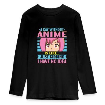 Anime Girl Manga Eyes Un jour sans anime - T-shirt manches longues Premium Ado - noir - Devant - AI Model Kid Female (0cm)