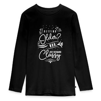 Classy Grandparent Vintage Typography Classic - Teenager Premium Organic Long Sleeve Shirt - black - Front - AI Model Kid Female (0cm)