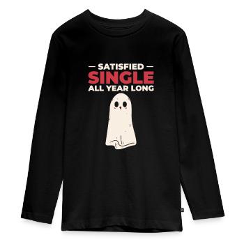 Single Zufriedener Beziehungsstatus Solo Single - Teenager Premium Bio Langarmshirt - Schwarz - Vorne - AI Model Kid Female (0cm)