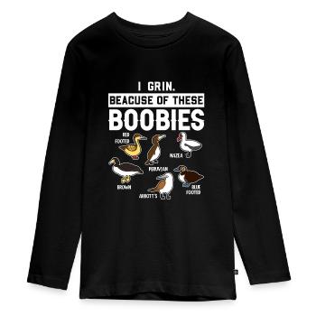 Lustige Tölpel-Seevögel-Sammlung - Teenager Premium Bio Langarmshirt - Schwarz - Vorne - AI Model Kid Female (0cm)