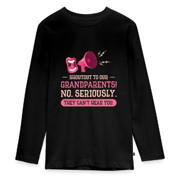 Ruhestand Großeltern Vintage Shoutout Megaphon - Teenager Premium Bio Langarmshirt - Schwarz - Vorne - AI Model Kid Female (0cm)
