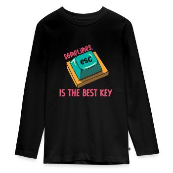 Software Engineer Computer Key Programming - Teenager Premium Organic Long Sleeve Shirt - black - Front - AI Model Kid Female (0cm)