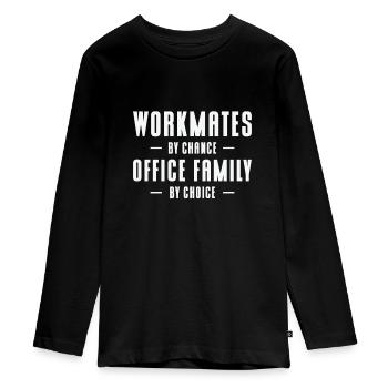 Workmate Office Family Friends Colleague Workplace - Teenager Premium Organic Long Sleeve Shirt - black - Front - AI Model Kid Female (0cm)
